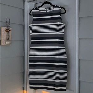 Calvin Klein Grey Striped Sleeveless Dress Size 10